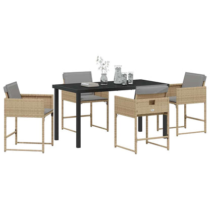 Set da Pranzo per Giardino 5 pcs Beige polyrattan