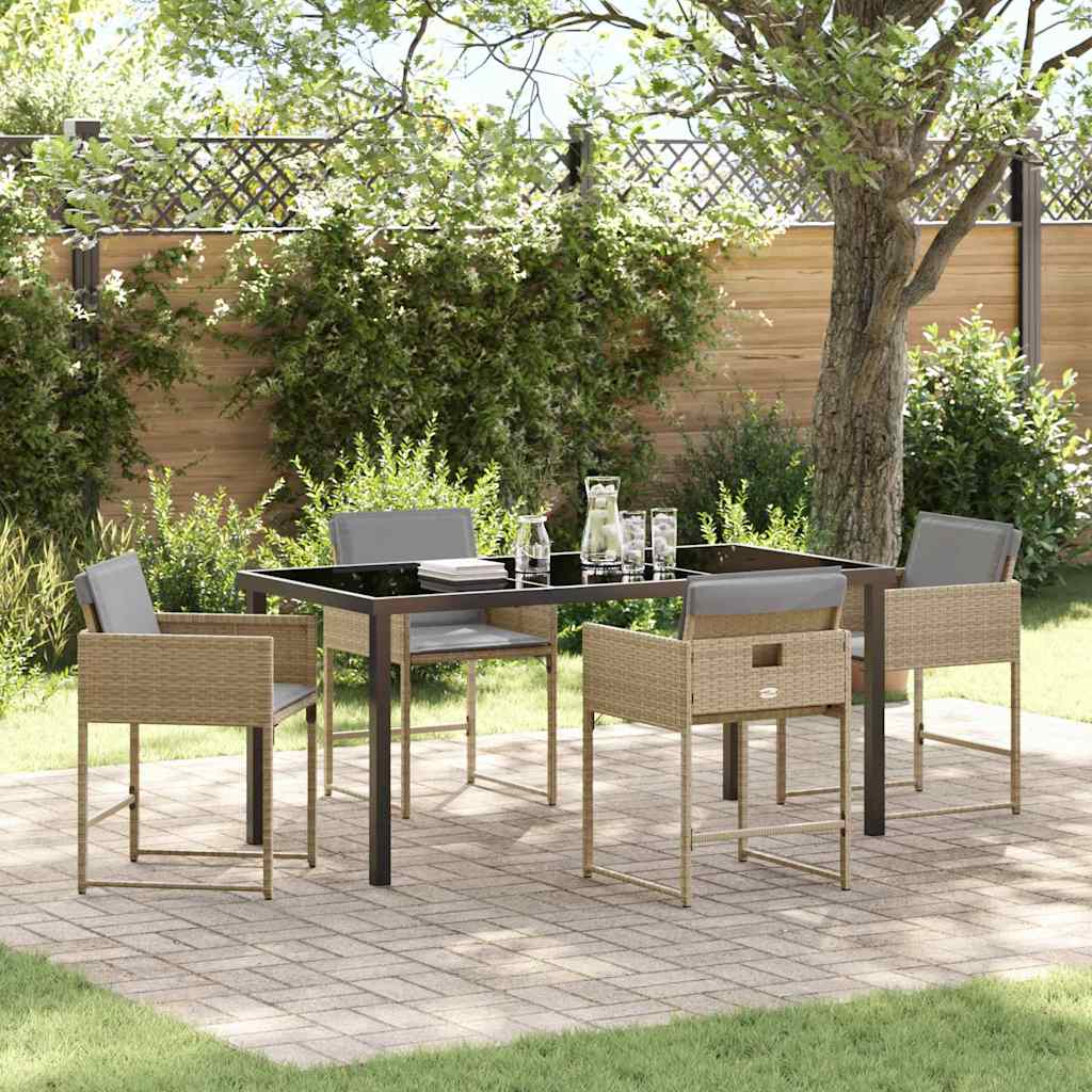 Set da Pranzo per Giardino 5 pcs Beige polyrattan