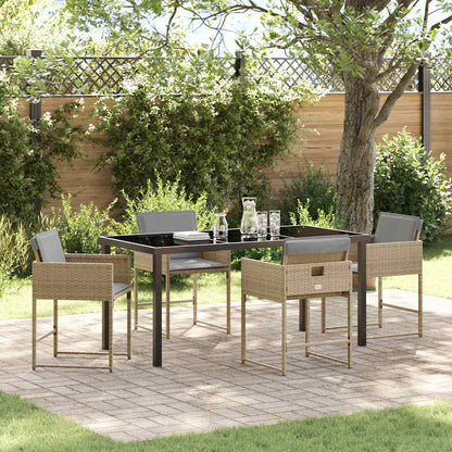 Set da Pranzo per Giardino 5 pcs Beige polyrattan