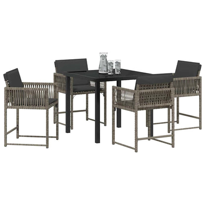 Set da Pranzo per Giardino 5 pcs Grigio polyrattan