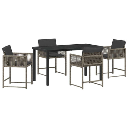 Set da Pranzo per Giardino 5 pcs Grigio polyrattan