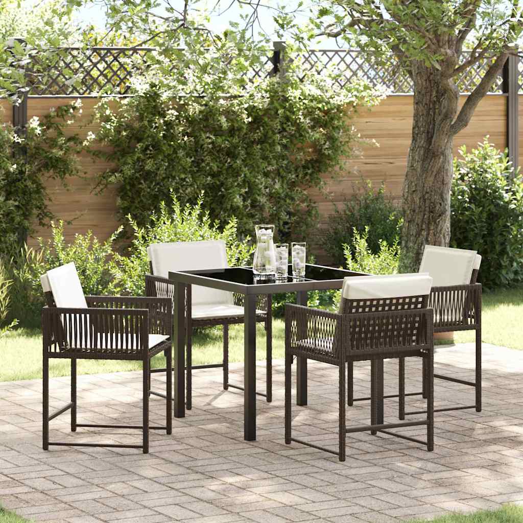 Set da Pranzo per Giardino 5 pcs Marrone polyrattan
