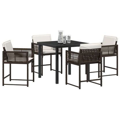 Set da Pranzo per Giardino 5 pcs Marrone polyrattan