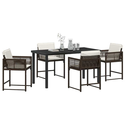 Set da Pranzo per Giardino 5 pcs Marrone polyrattan