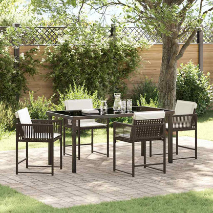 Set da Pranzo per Giardino 5 pcs Marrone polyrattan