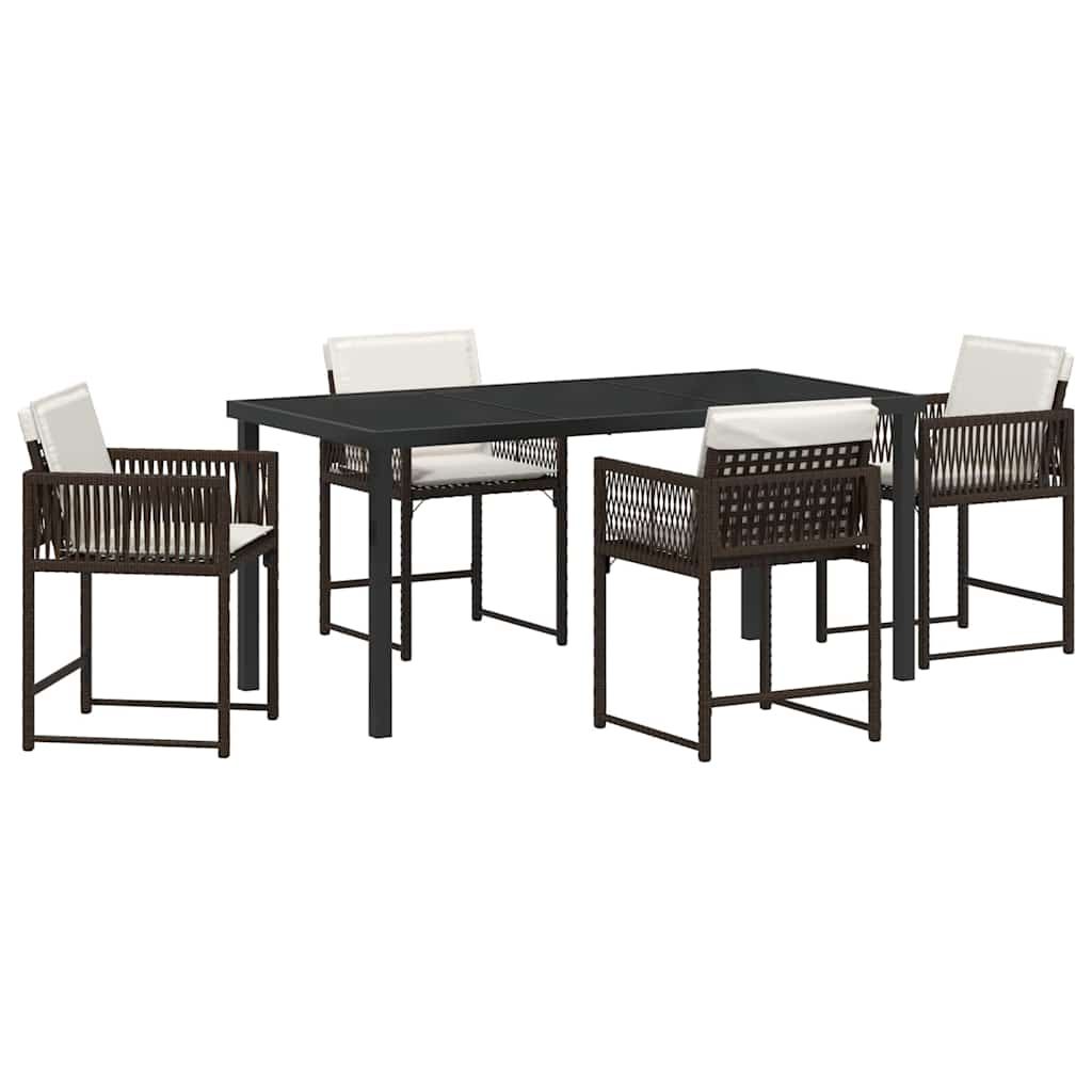 Set da Pranzo per Giardino 5 pcs Marrone polyrattan