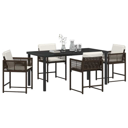 Set da Pranzo per Giardino 5 pcs Marrone polyrattan