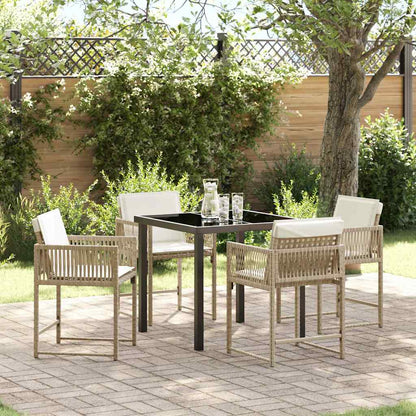 Set da Pranzo per Giardino 5 pcs Beige polyrattan