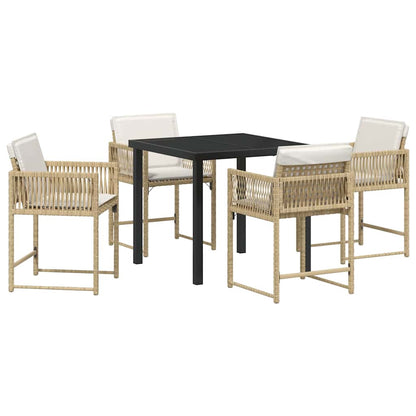 Set da Pranzo per Giardino 5 pcs Beige polyrattan