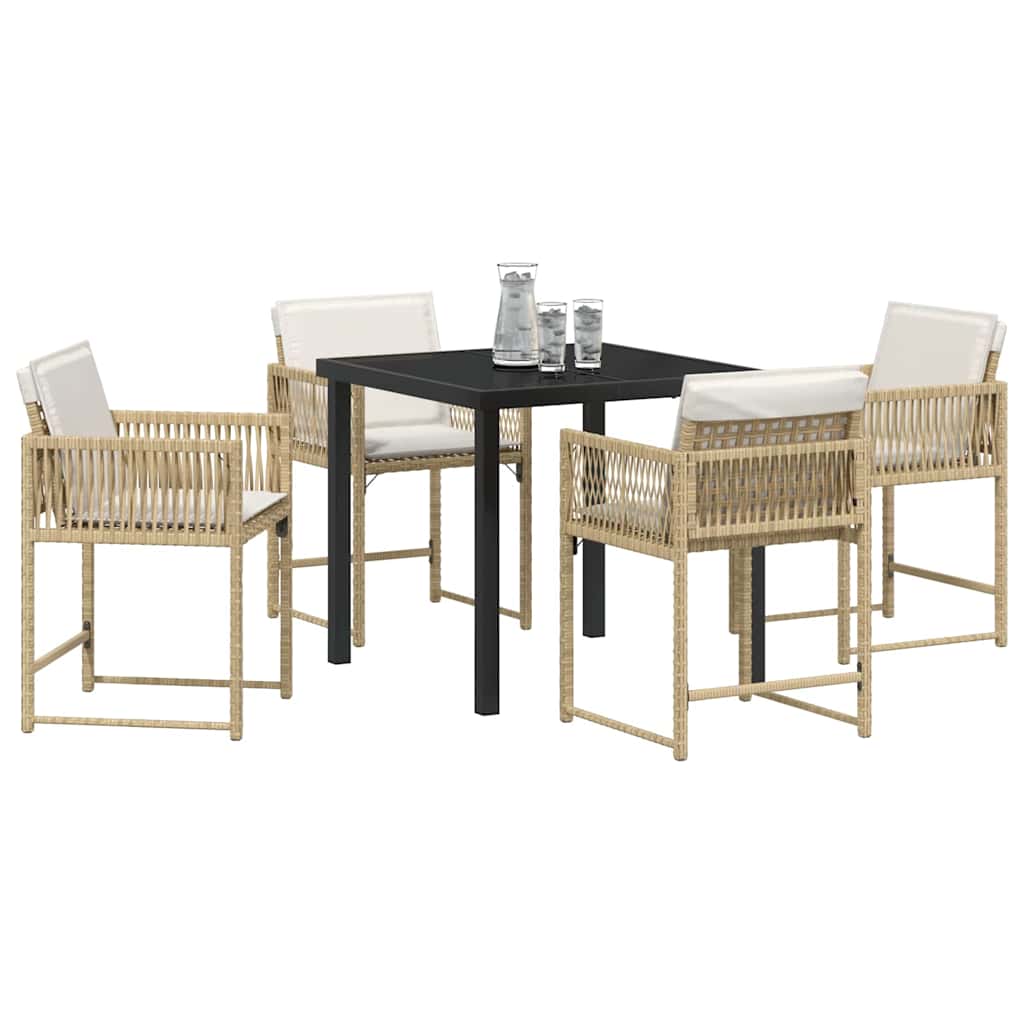 Set da Pranzo per Giardino 5 pcs Beige polyrattan