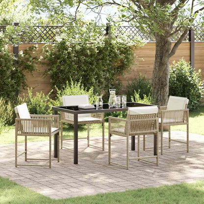 Set da Pranzo per Giardino 5 pcs Beige polyrattan