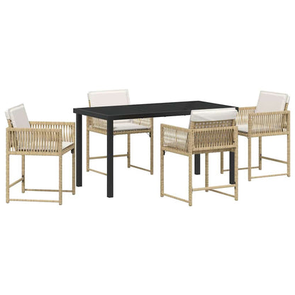 Set da Pranzo per Giardino 5 pcs Beige polyrattan