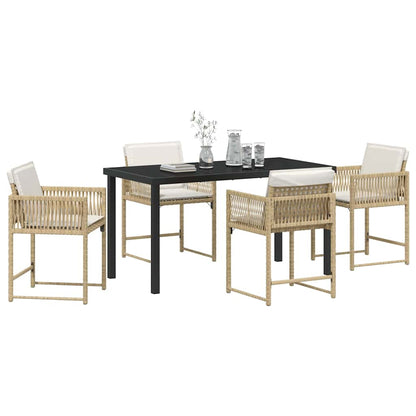 Set da Pranzo per Giardino 5 pcs Beige polyrattan