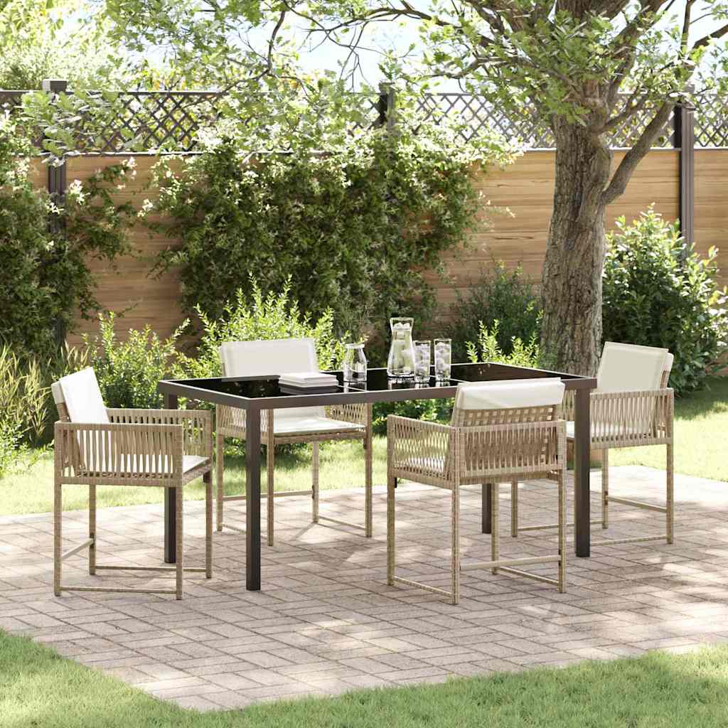 Set da Pranzo per Giardino 5 pcs Beige polyrattan