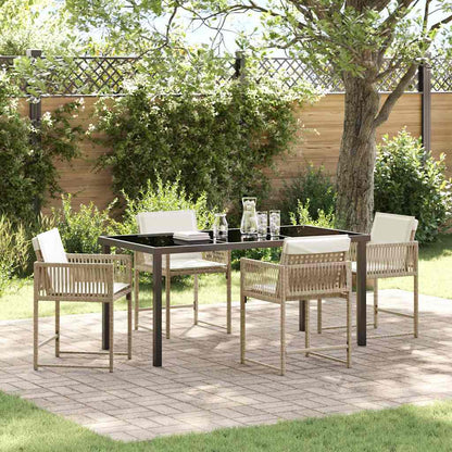 Set da Pranzo per Giardino 5 pcs Beige polyrattan