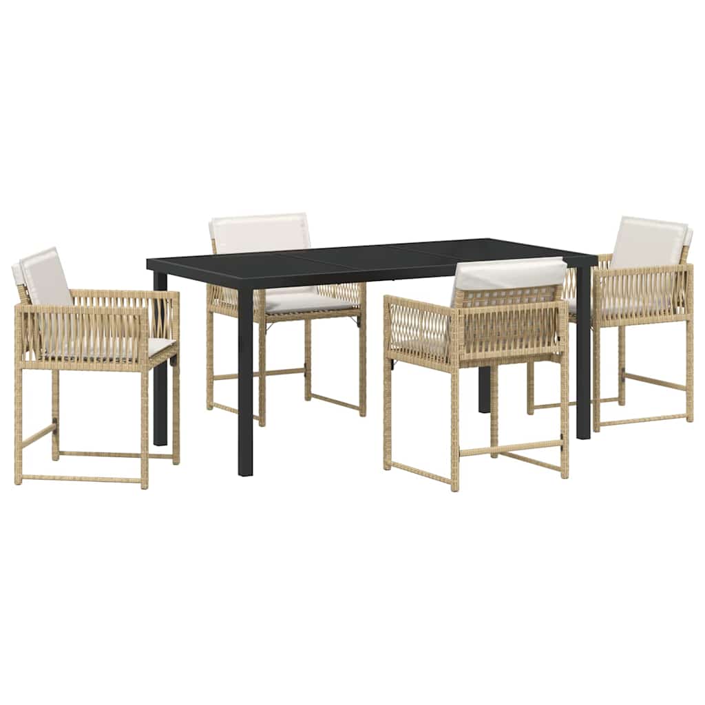 Set da Pranzo per Giardino 5 pcs Beige polyrattan