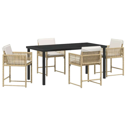 Set da Pranzo per Giardino 5 pcs Beige polyrattan