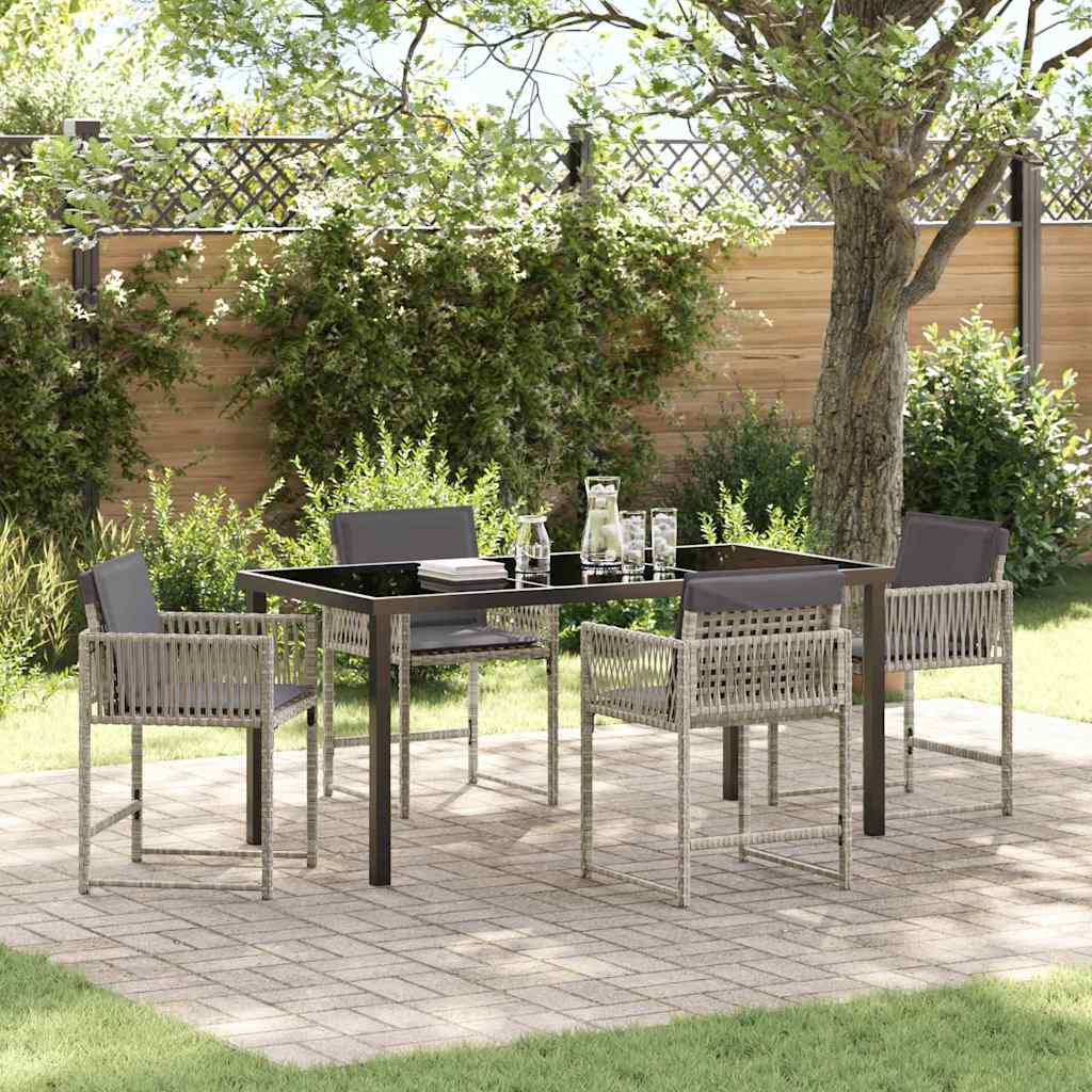 Set da Pranzo per Giardino 5 pcs Grigio chiaro polyrattan