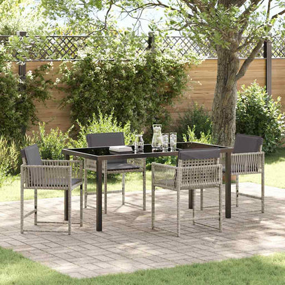 Set da Pranzo per Giardino 5 pcs Grigio chiaro polyrattan
