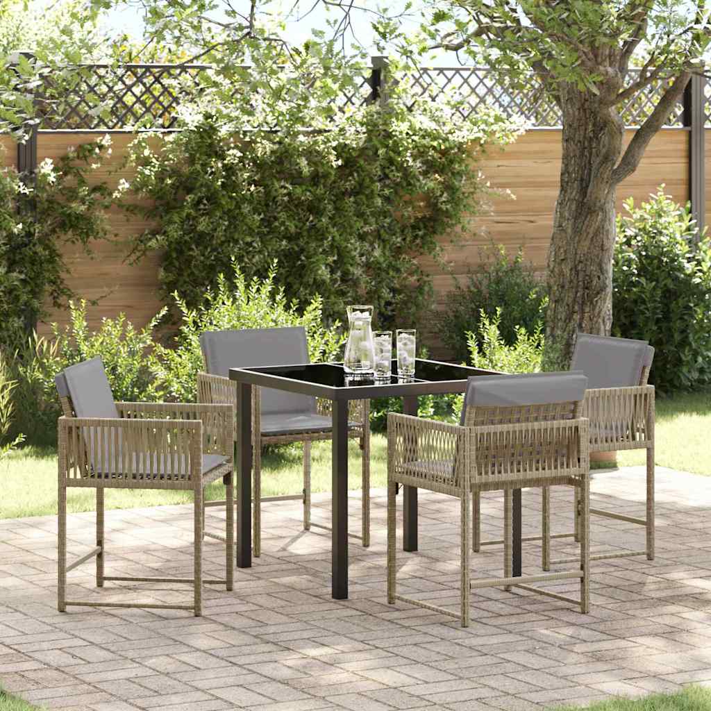 Set da Pranzo per Giardino 5 pcs Beige polyrattan