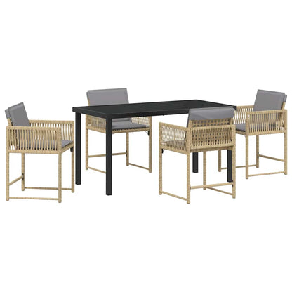 Set da Pranzo per Giardino 5 pcs Beige polyrattan