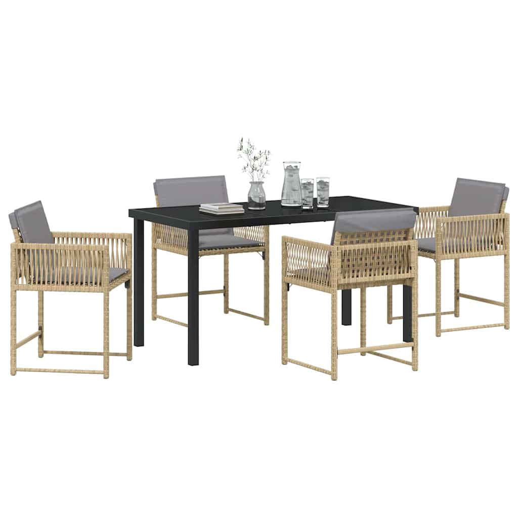 Set da Pranzo per Giardino 5 pcs Beige polyrattan