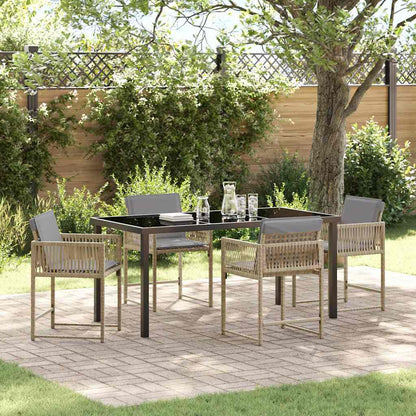 Set da Pranzo per Giardino 5 pcs Beige polyrattan