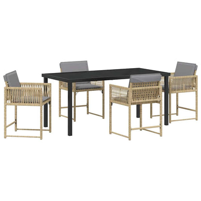 Set da Pranzo per Giardino 5 pcs Beige polyrattan