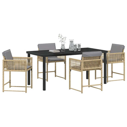Set da Pranzo per Giardino 5 pcs Beige polyrattan
