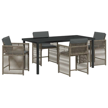 Set da Pranzo per Giardino 5 pcs Grigio polyrattan