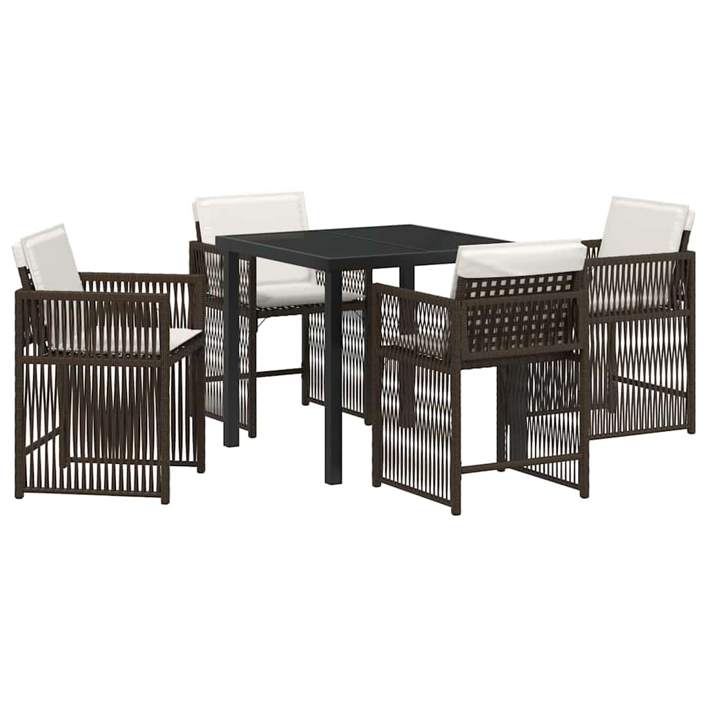 Set da Pranzo per Giardino 5 pcs Marrone polyrattan
