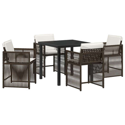 Set da Pranzo per Giardino 5 pcs Marrone polyrattan