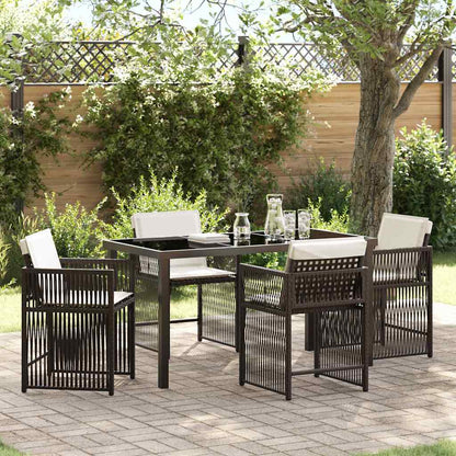 Set da Pranzo per Giardino 5 pcs Marrone polyrattan