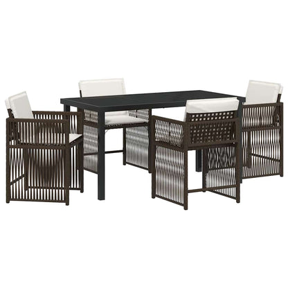 Set da Pranzo per Giardino 5 pcs Marrone polyrattan