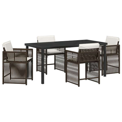 Set da Pranzo per Giardino 5 pcs Marrone polyrattan