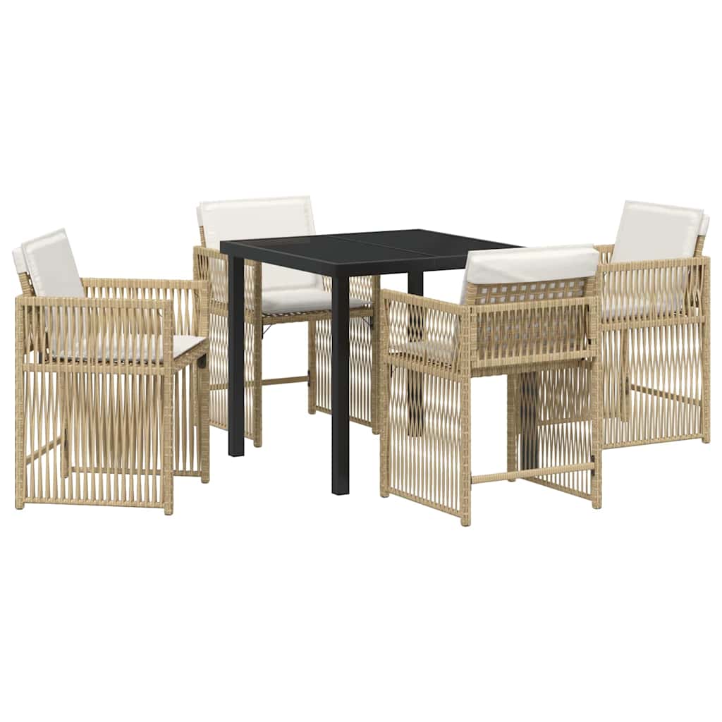Set da Pranzo per Giardino 5 pcs Beige polyrattan
