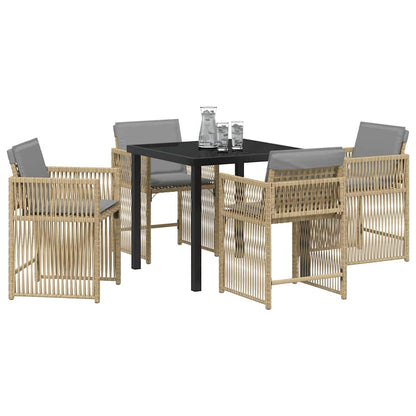 Set da Pranzo per Giardino 5 pcs Beige polyrattan