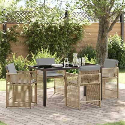 Set da Pranzo per Giardino 5 pcs Beige polyrattan