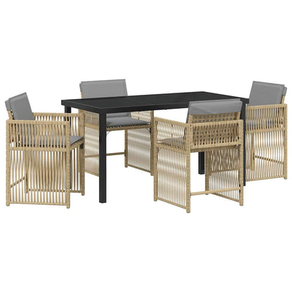 Set da Pranzo per Giardino 5 pcs Beige polyrattan