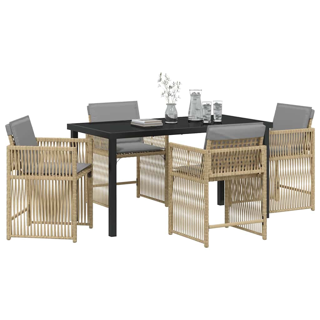 Set da Pranzo per Giardino 5 pcs Beige polyrattan