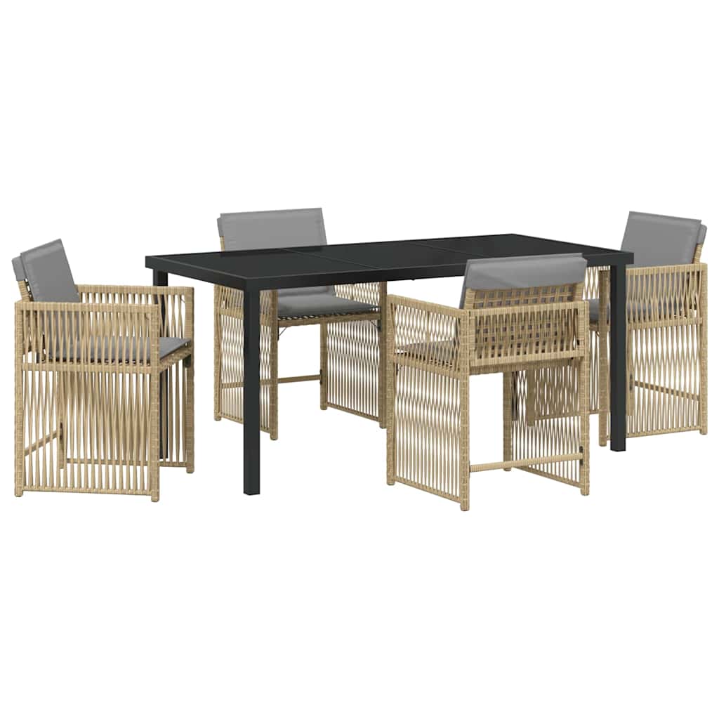 Set da Pranzo per Giardino 5 pcs Beige polyrattan