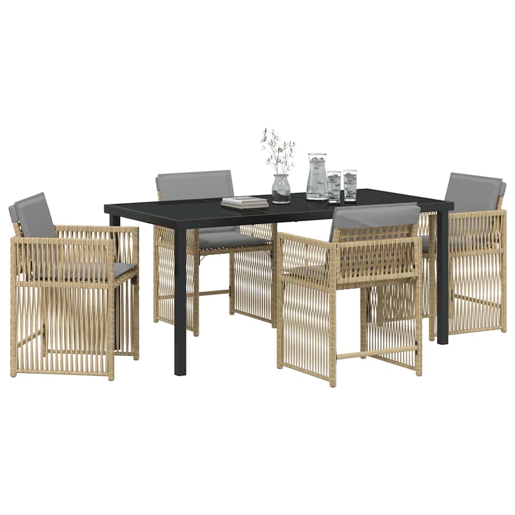 Set da Pranzo per Giardino 5 pcs Beige polyrattan