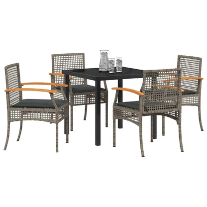 Set da Pranzo per Giardino 5 pcs Grigio polyrattan