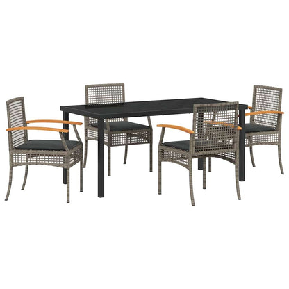 Set da Pranzo per Giardino 5 pcs Grigio polyrattan