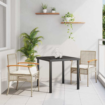 Set da Pranzo per Giardino 3 pcs Beige polyrattan