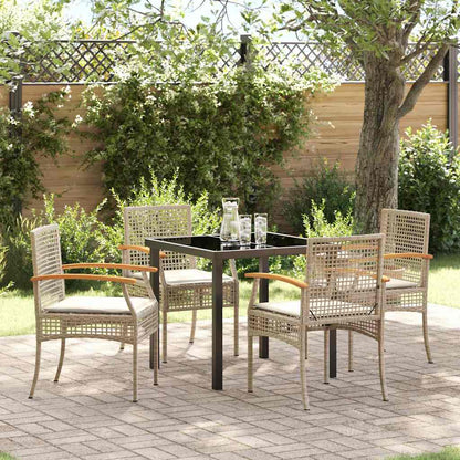 Set da Pranzo per Giardino 5 pcs Beige polyrattan