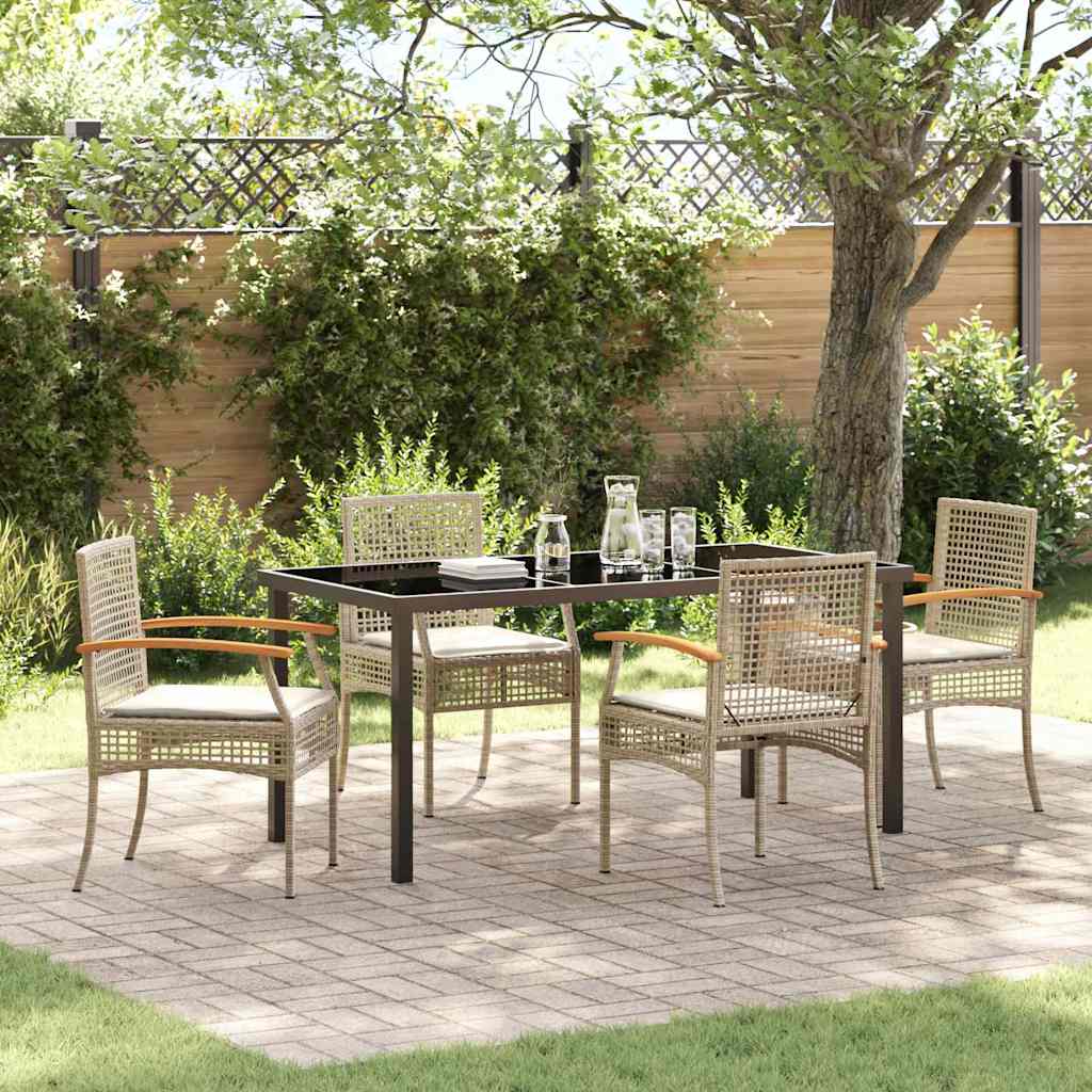 Set da Pranzo per Giardino 5 pcs Beige polyrattan