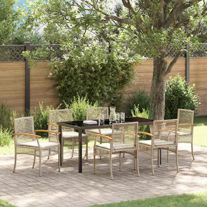 Set da Pranzo per Giardino 7 pcs Beige polyrattan