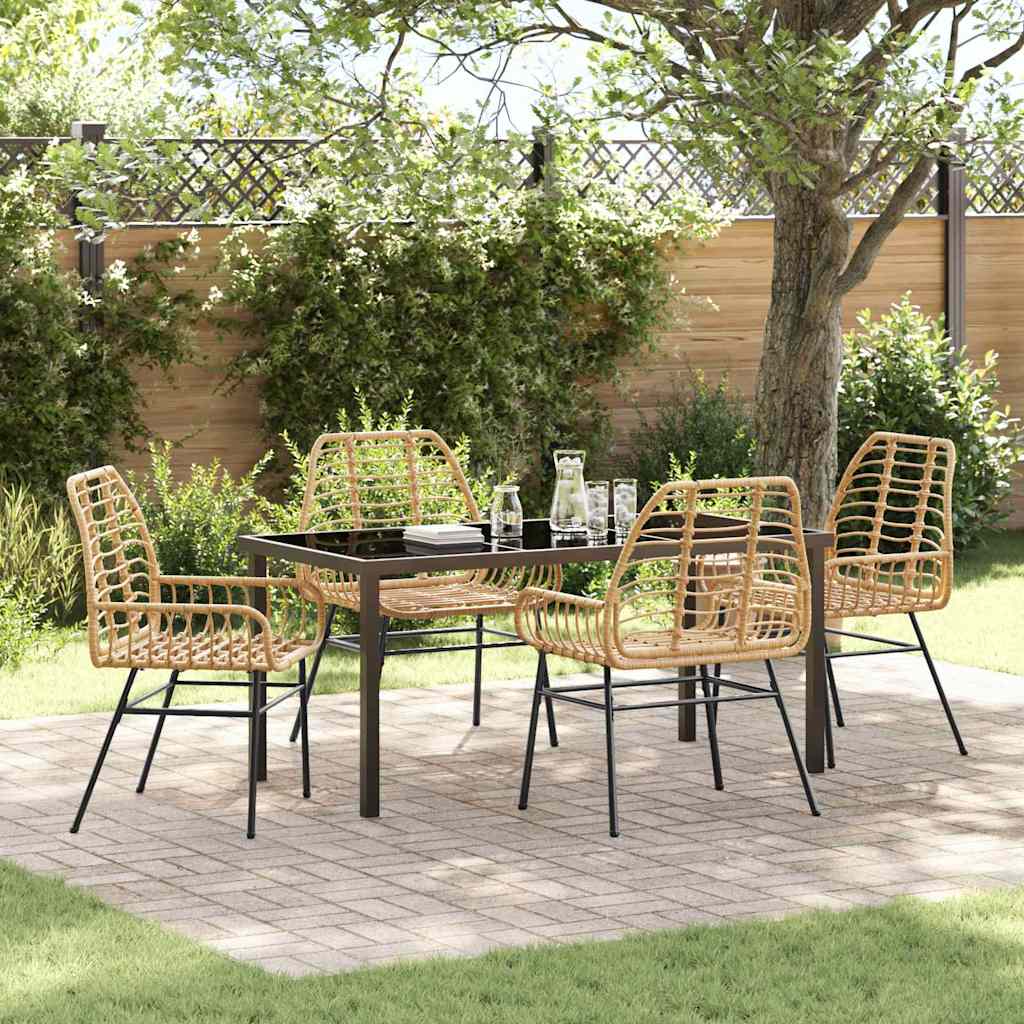 Set da Pranzo per Giardino 5 pcs Marrone polyrattan