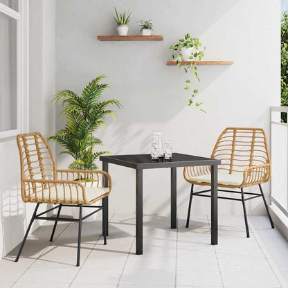 Set da Pranzo per Giardino 3 pcs Marrone polyrattan